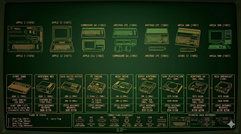 Côtes ordinateurs et consoles rétro