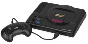 La Mega Drive (connue sous le nom de Genesis en Amérique du Nord) est une console 16 bits développée par Sega, commercialisée au Japon en 1988, puis en Occident à partir de 1989-1990. Équipée d'un processeur Motorola 68000 cadencé à 7,67 MHz et d'un coprocesseur Z80, elle représentait une avancée technologique significative par rapport aux consoles 8 bits de l'époque.