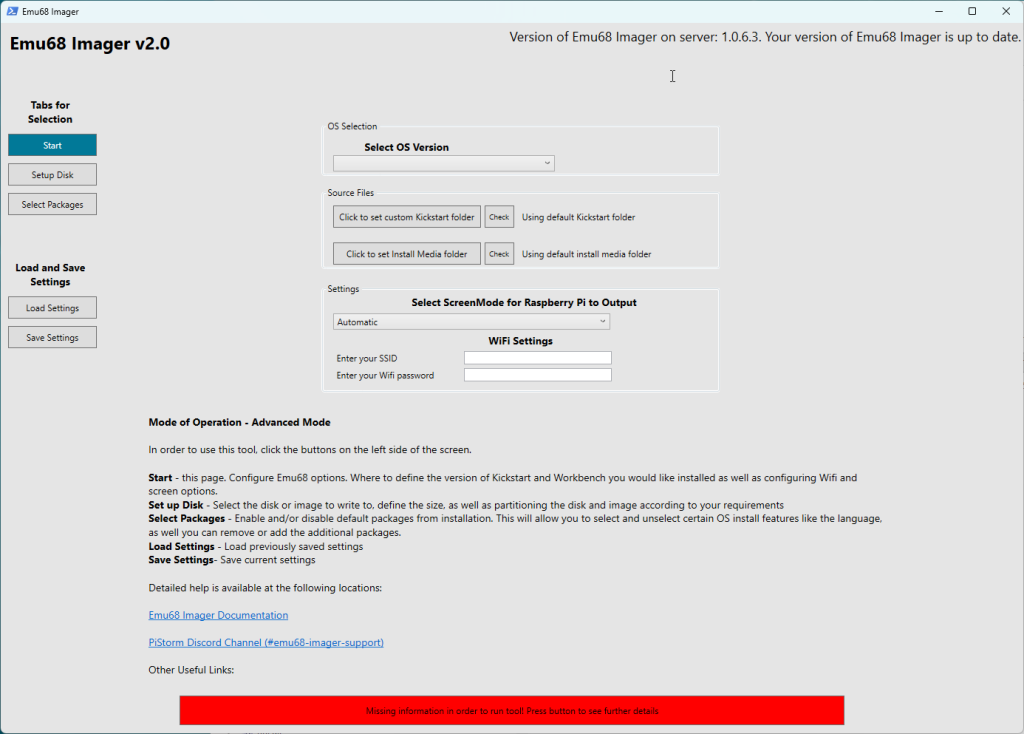 L'Emu68 Imager est un utilitaire Windows permettant aux utilisateurs de PiStorm de préparer facilement une carte MicroSD avec Emu68 et une installation préconfigurée d'AmigaOS (3.1, 3.2, 3.2.2.1, 3.2.3 ou 3.9)