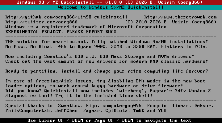 Retro Computing Club - Windows 98 / ME QuickInstall